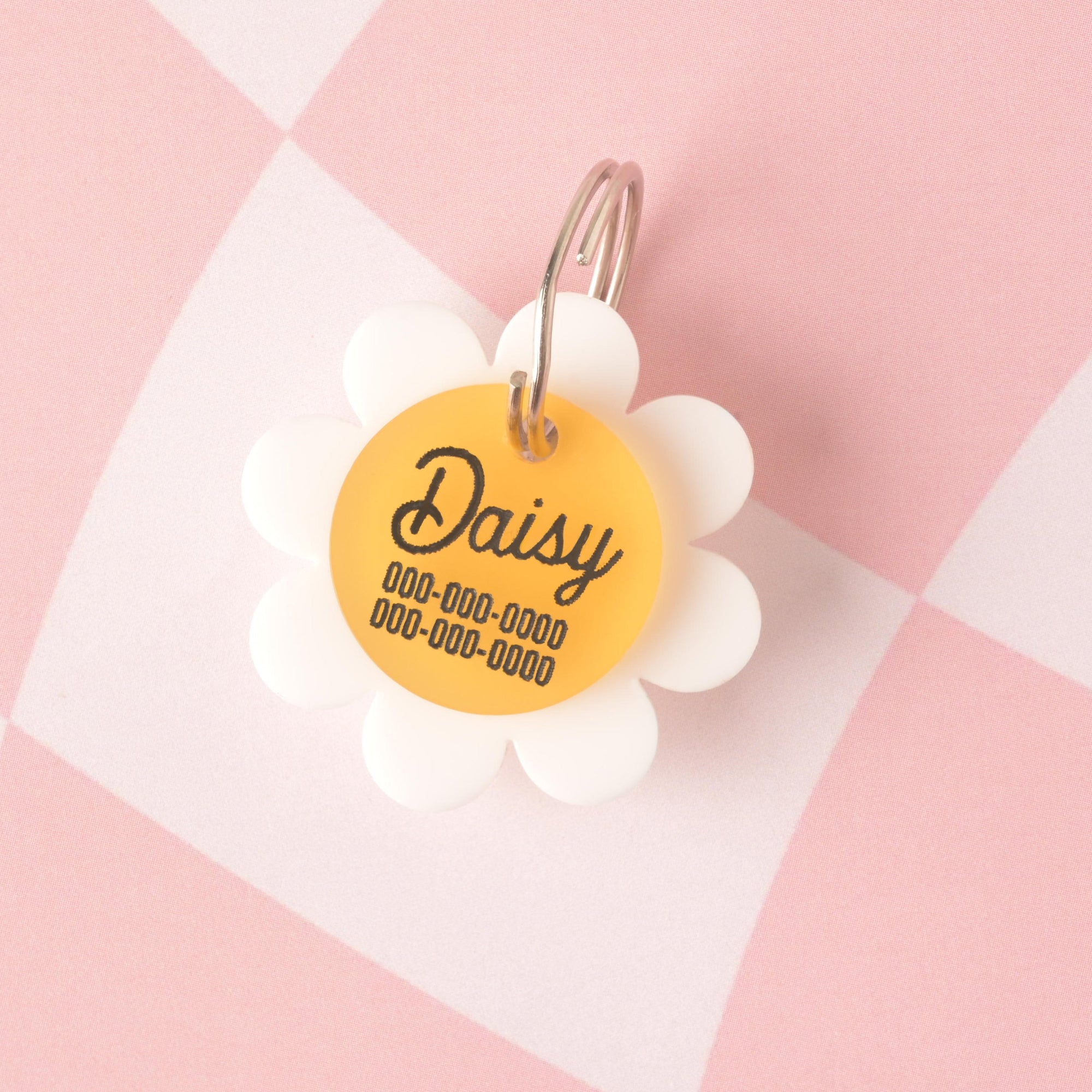 Daisy Flower Personalized Pet Tag – Custom Pet ID Tag by Em Me