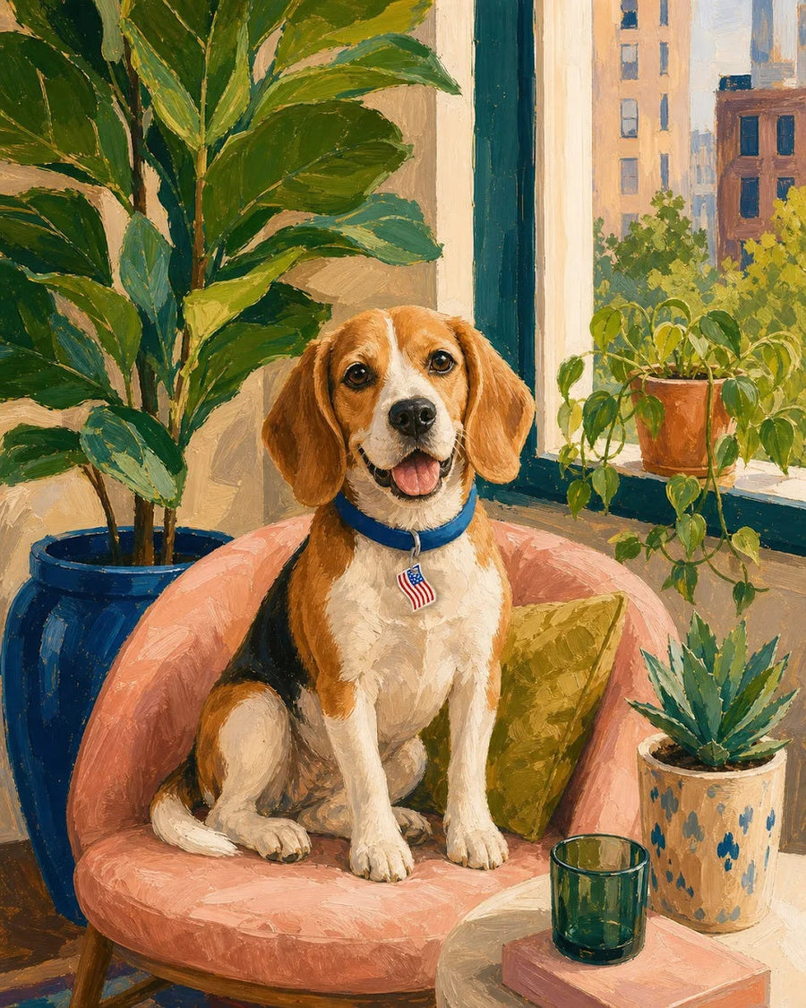 The Dog and the Fiddle-Leaf Share Custody of the Window