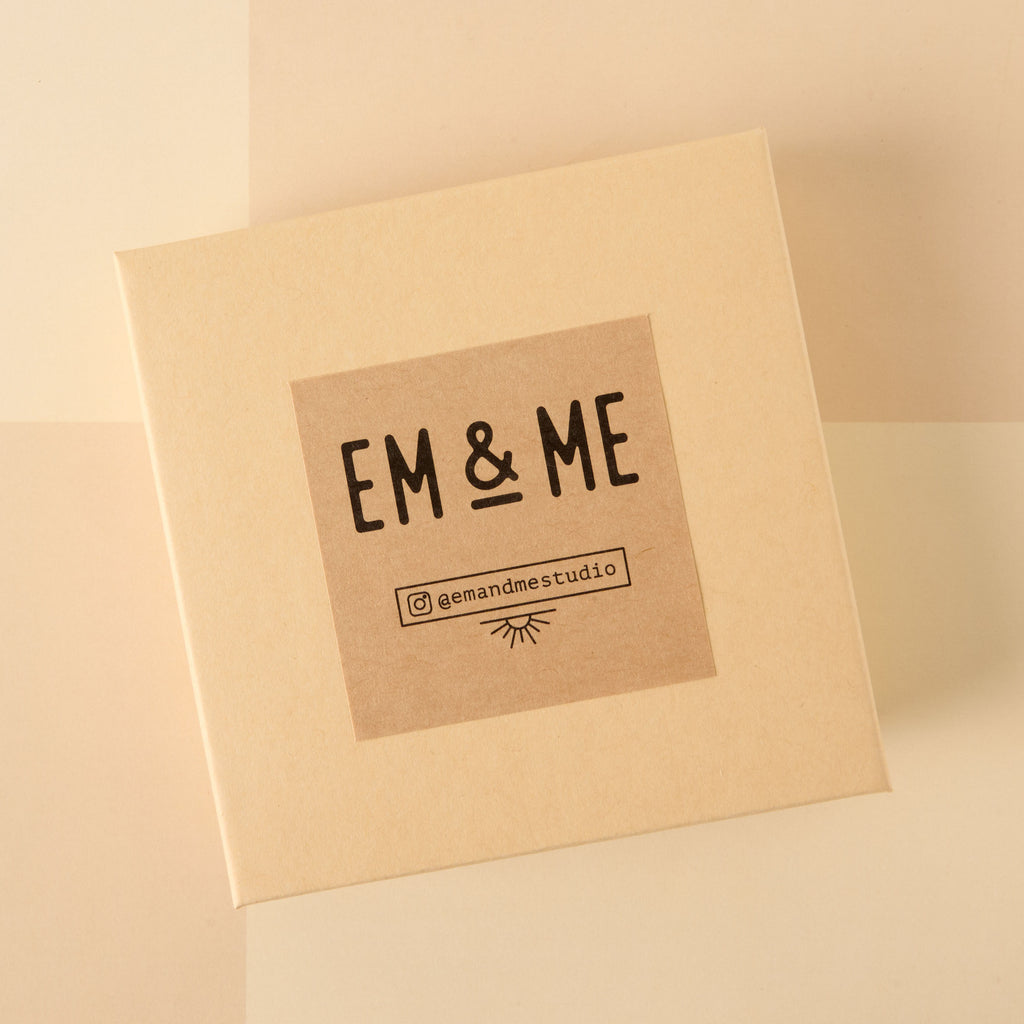 Jewelry box with EM&ME logo