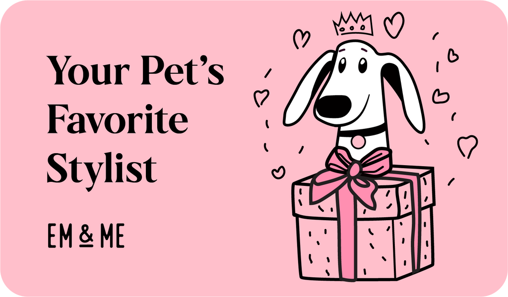 Image of dog with present for gift card