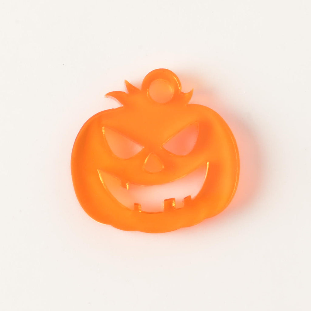 transparent orange jack-o-lantern shaped mini charm pet tag add on 