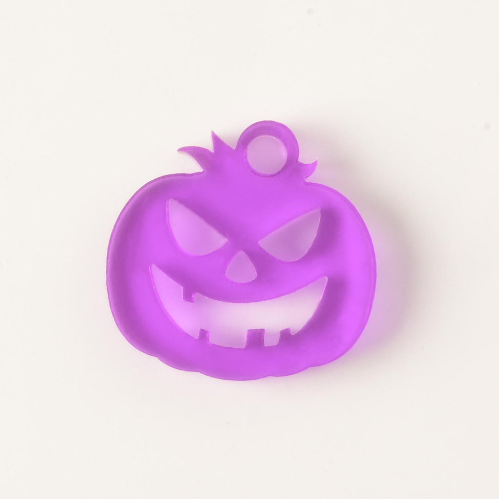 transparent purple jack-o-lantern shaped mini charm pet tag add on 