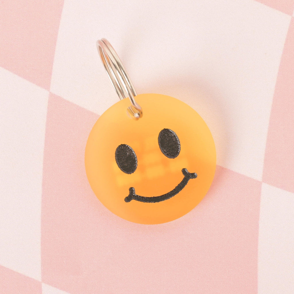 Personalized Yellow Smiley Face Pet Tag for Pets - Cute ID Tag for Cats and Dogs