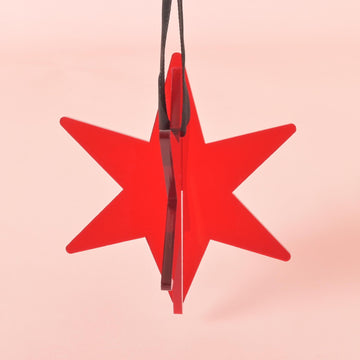 Chicago Star Ornament, Red Star Acrylic, Minimal Simple Christmas Decor