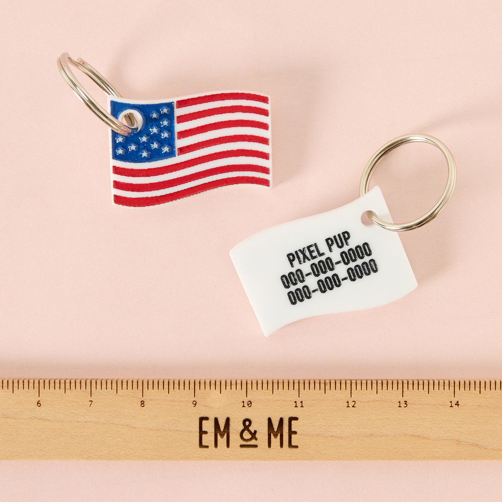 American Flag Personalized Pet Tag – Em & Me Studio