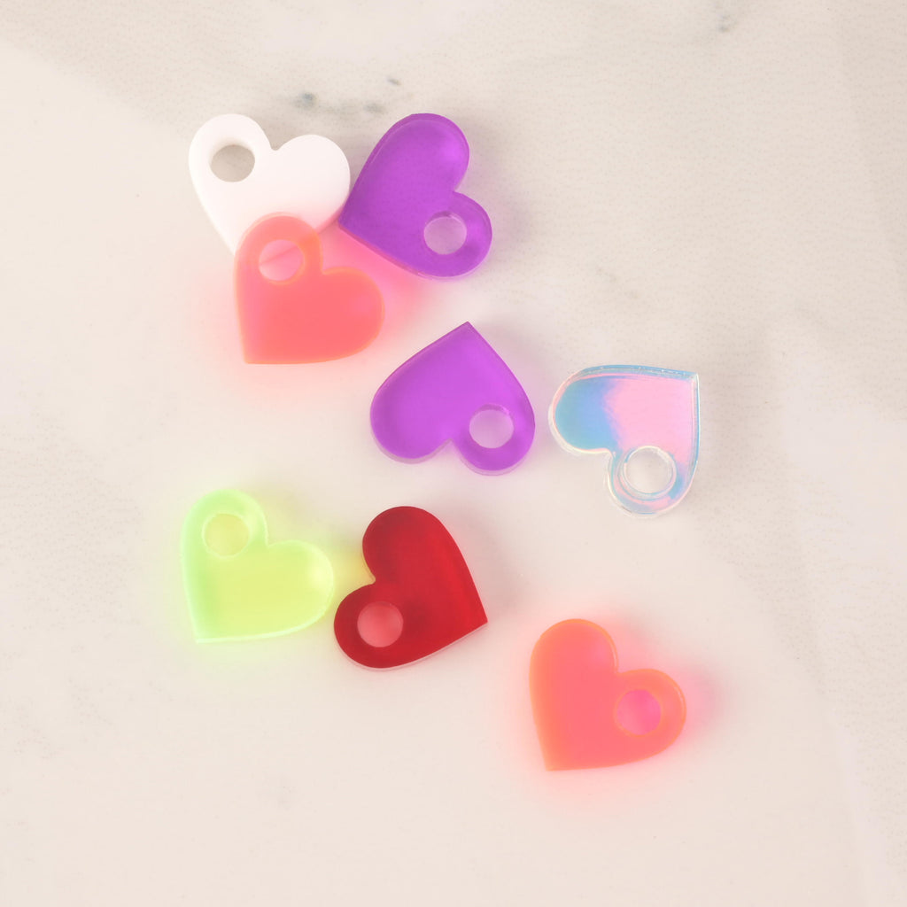 collection of colorful tiny heart mini charms