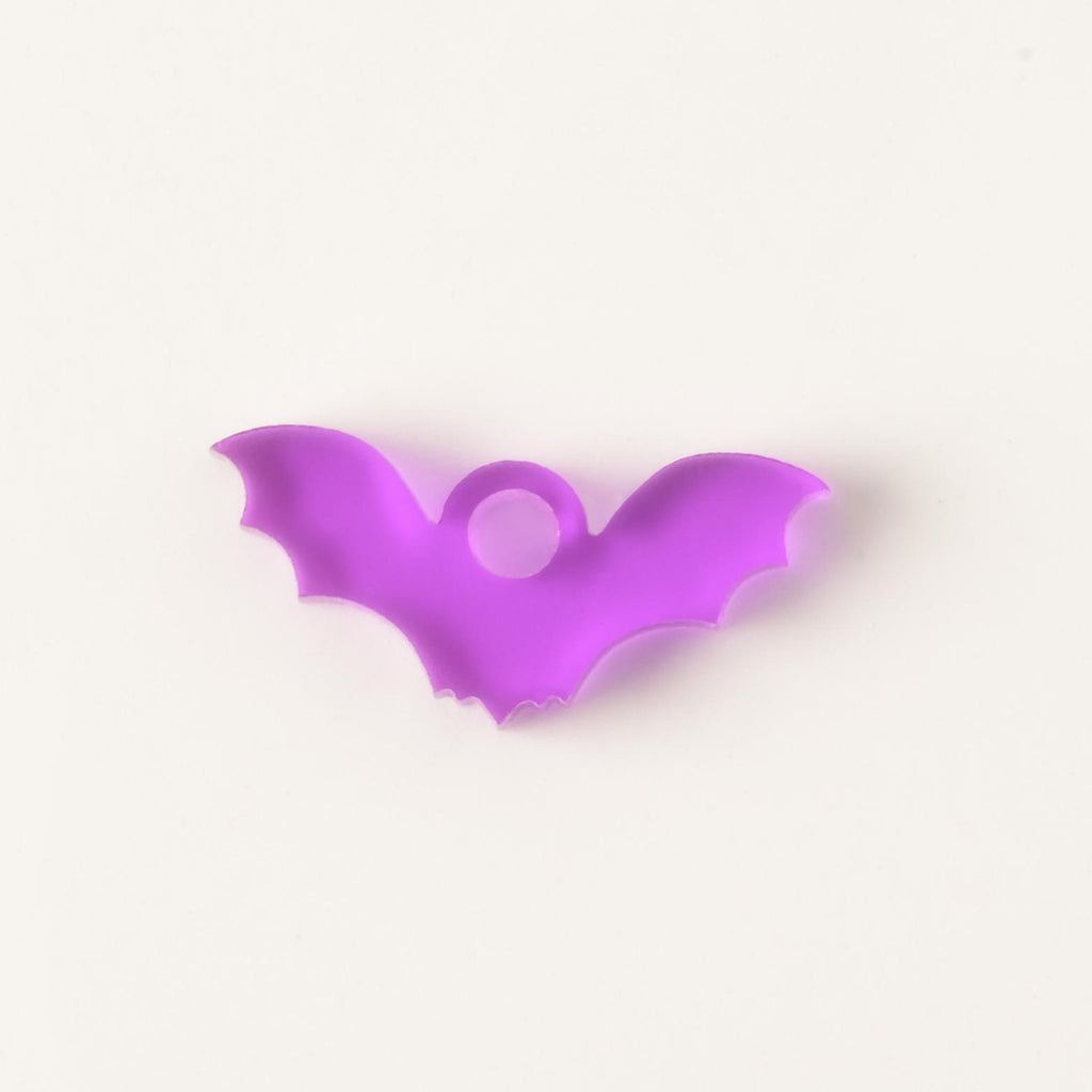 purple bat-shaped seasonal mini charm for pet ID tags on solid white background