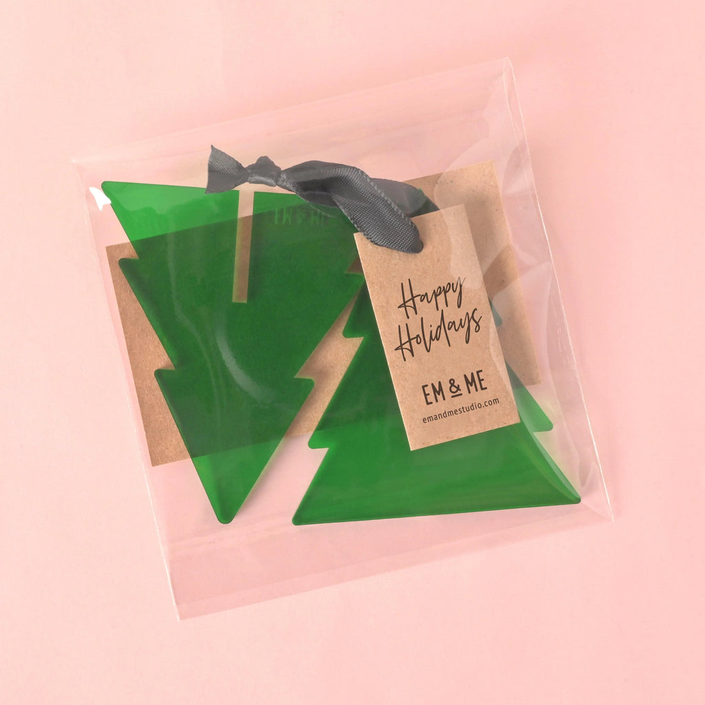 3D Christmas Tree Ornament, Green Acrylic - emandmestudio