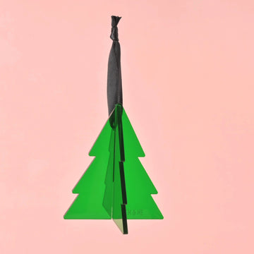 3D Christmas Tree Ornament, Green Acrylic - emandmestudio