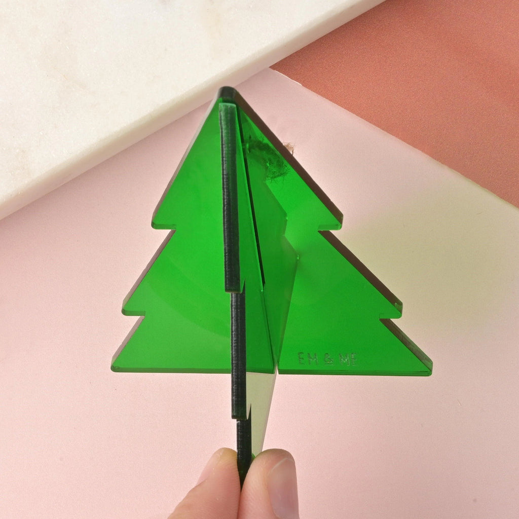 Christmas Tree Ornament, Green Acrylic, Minimal Simple Christmas Decor