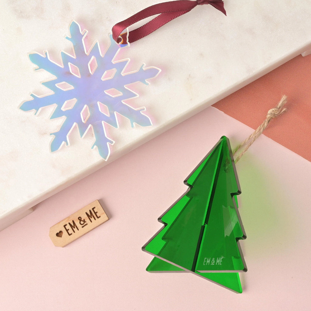 Christmas Tree Ornament, Green Acrylic, Minimal Simple Christmas Decor