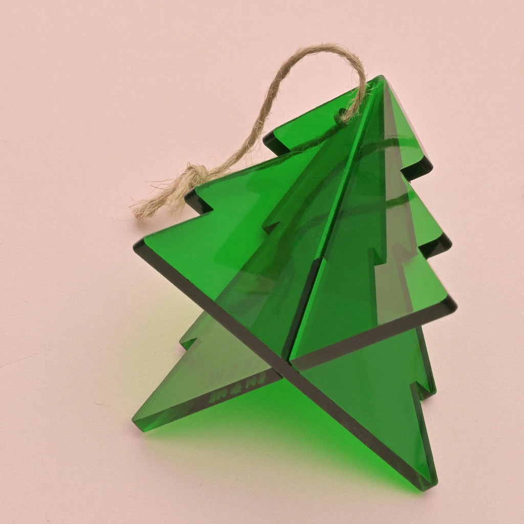 Christmas Tree Ornament, Green Acrylic, Minimal Simple Christmas Decor