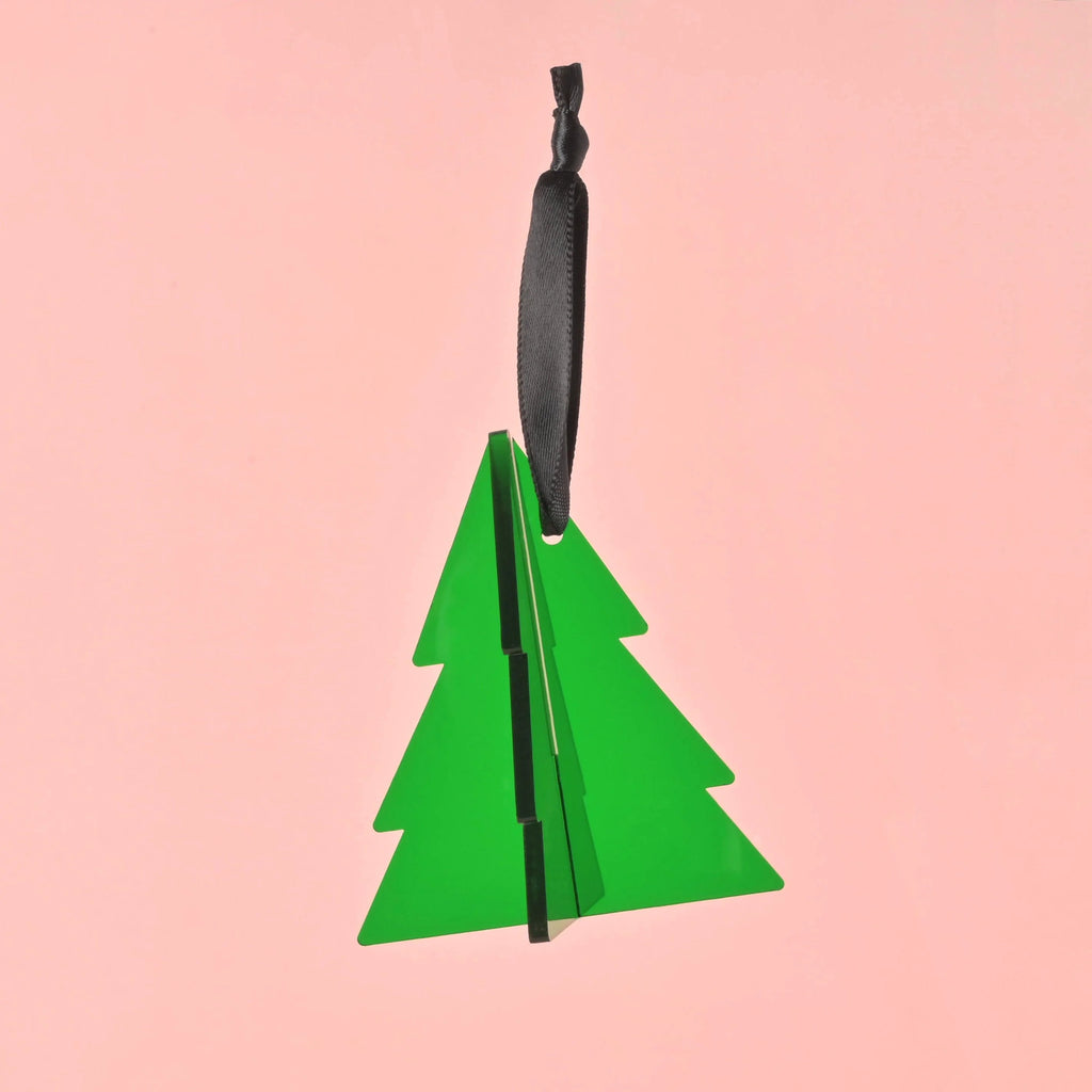 3D Christmas Tree Ornament, Green Acrylic - emandmestudio