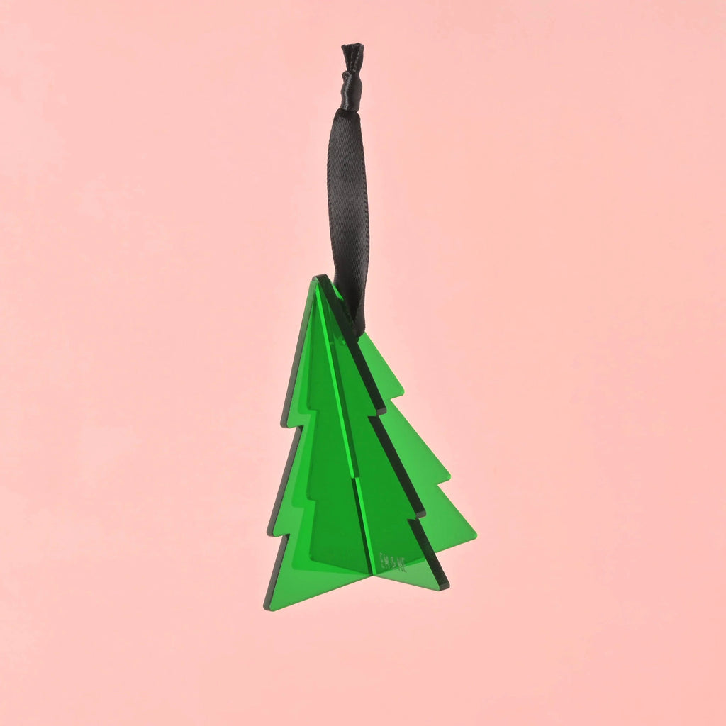 3D Christmas Tree Ornament, Green Acrylic - emandmestudio