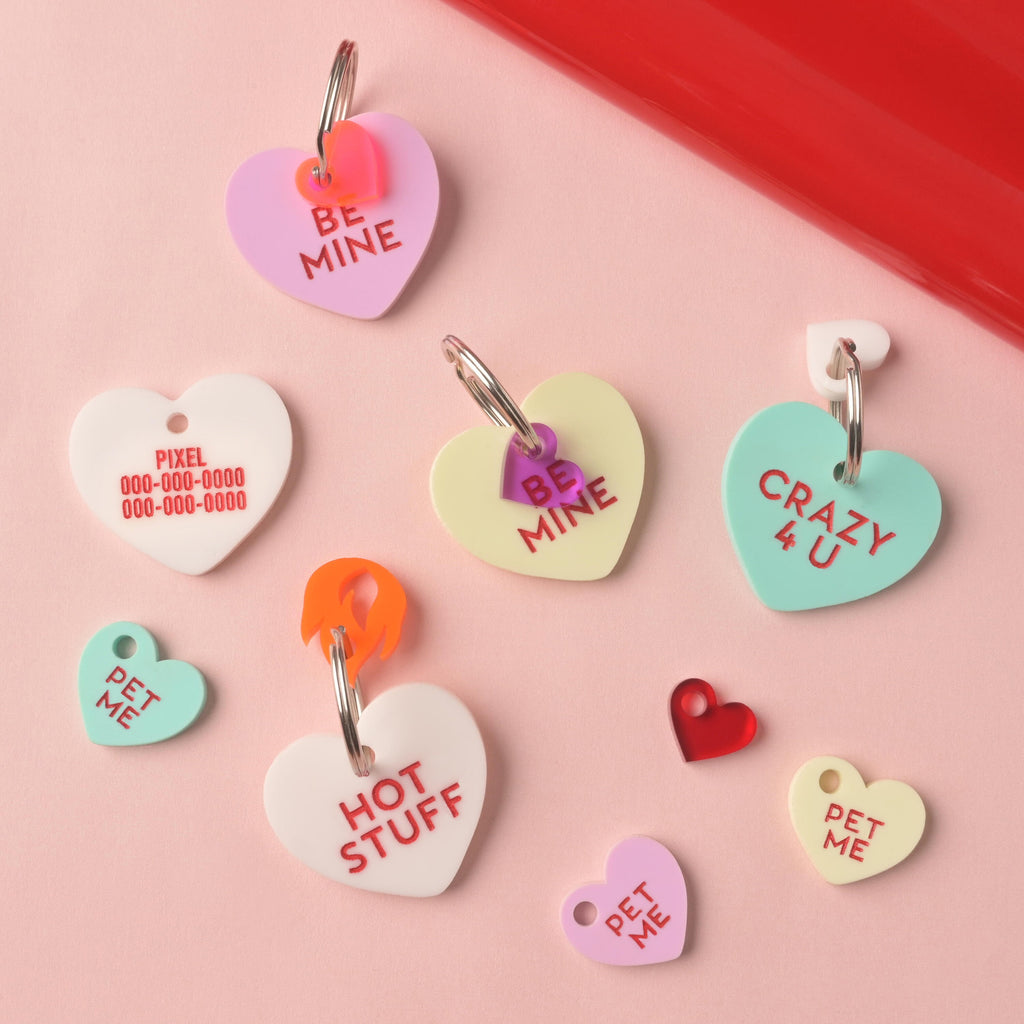 Small Pet Me Heart, Candy Inspired, Valentine's Day, Seasonal Mini, Tiny Accessory for Pet ID Tag, Cats and Dogs Add-on Charm