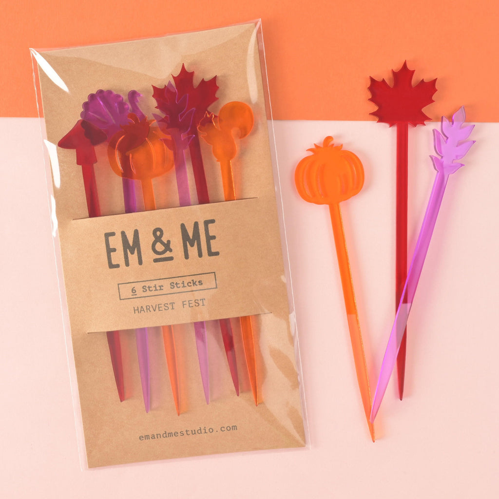 Harvest Fest Stir Sticks, Thanksgiving Swizzle Sticks, Fall Autumn Bar Cart, Turkey Accessories