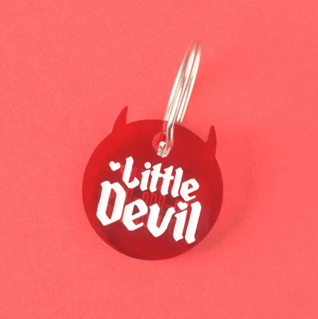 Little Devil Red Pet Tag for Dogs and Cats, personalized ID Tag for Pets – Cute and Unique Pet Accessories, Durable Acrylic Tag, Halloween