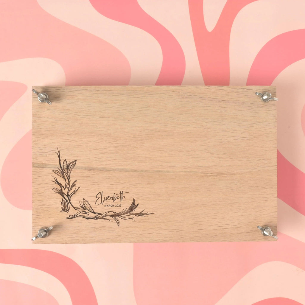 Personalized Large Oak Flower Press Kit with custom engraving