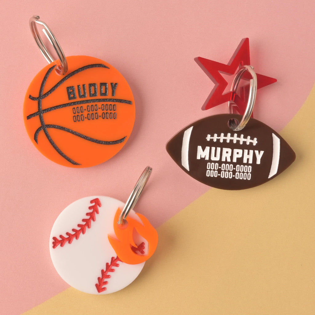 Baseball Pet Tag, Personalized Pet tag, Cat or Dog ID Tag, summer ball tag