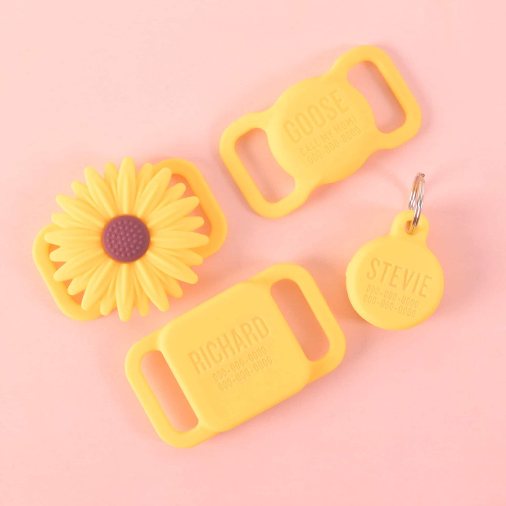 Personalized Engraved GPS Pet Tag Holder, Silicone Tile Sticker Bluetooth Tracker Case for Dogs and Cat Collar, custom ID Tag Collar