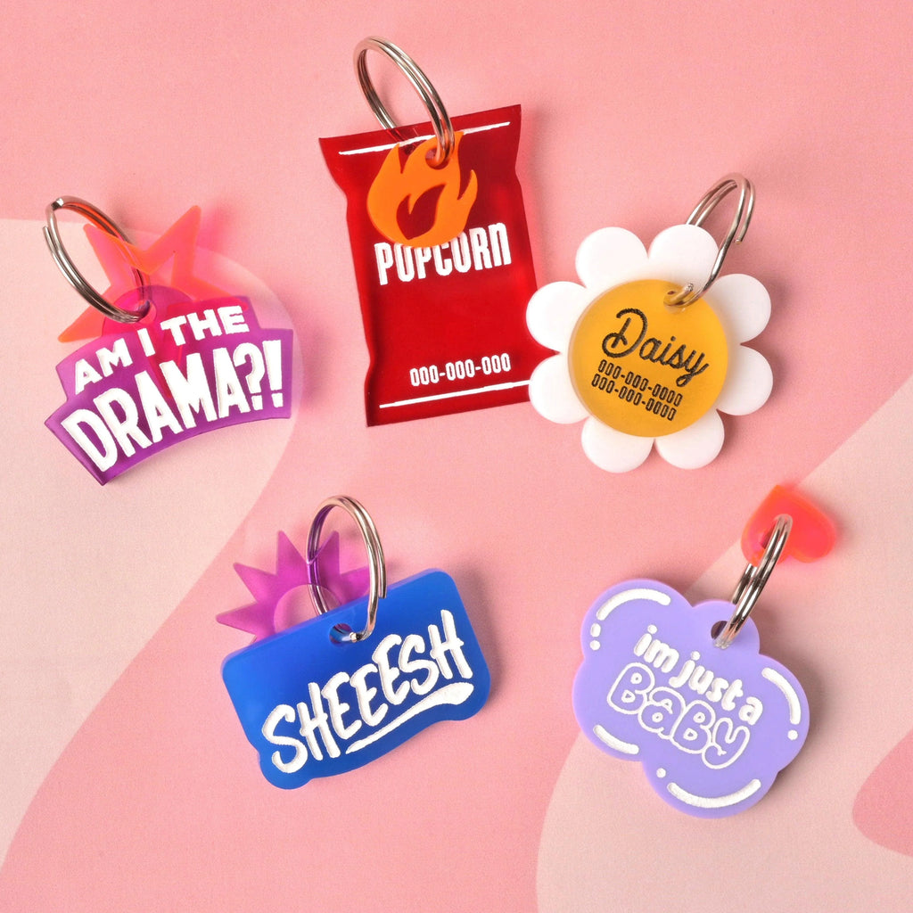 Am I the DRAMA, Statement Personalized Pet Tag, Purple tag Cat and Dog ID Tag