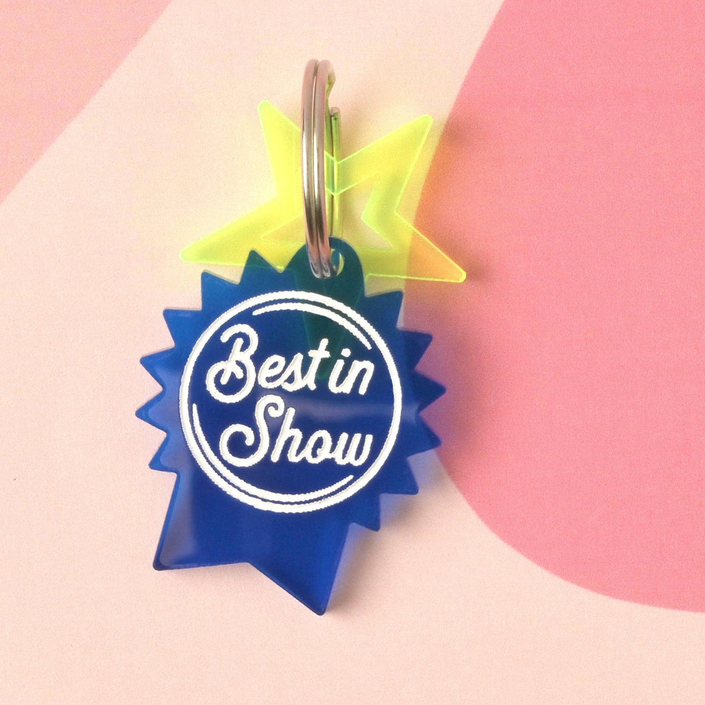 Best in Show, Blue Ribbon, #1, Number One, First Place Personalized Pet Tag, Ribbon Cat and Dog ID Tag