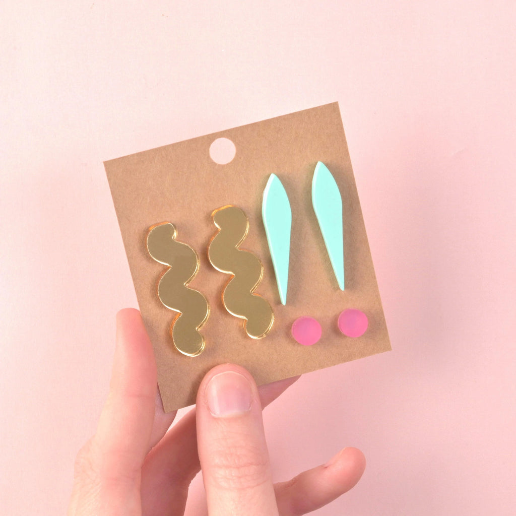 Eclectic Earrings, Set of 3 - emandmestudio