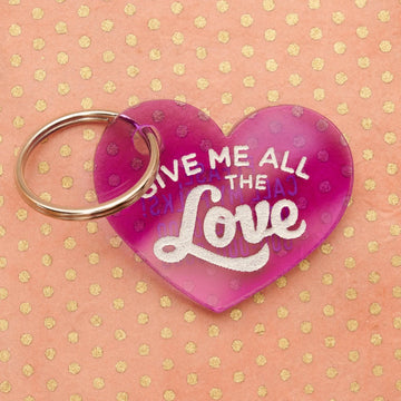 Give Me All the Love, Heart Personalized Pet Tag - emandmestudio