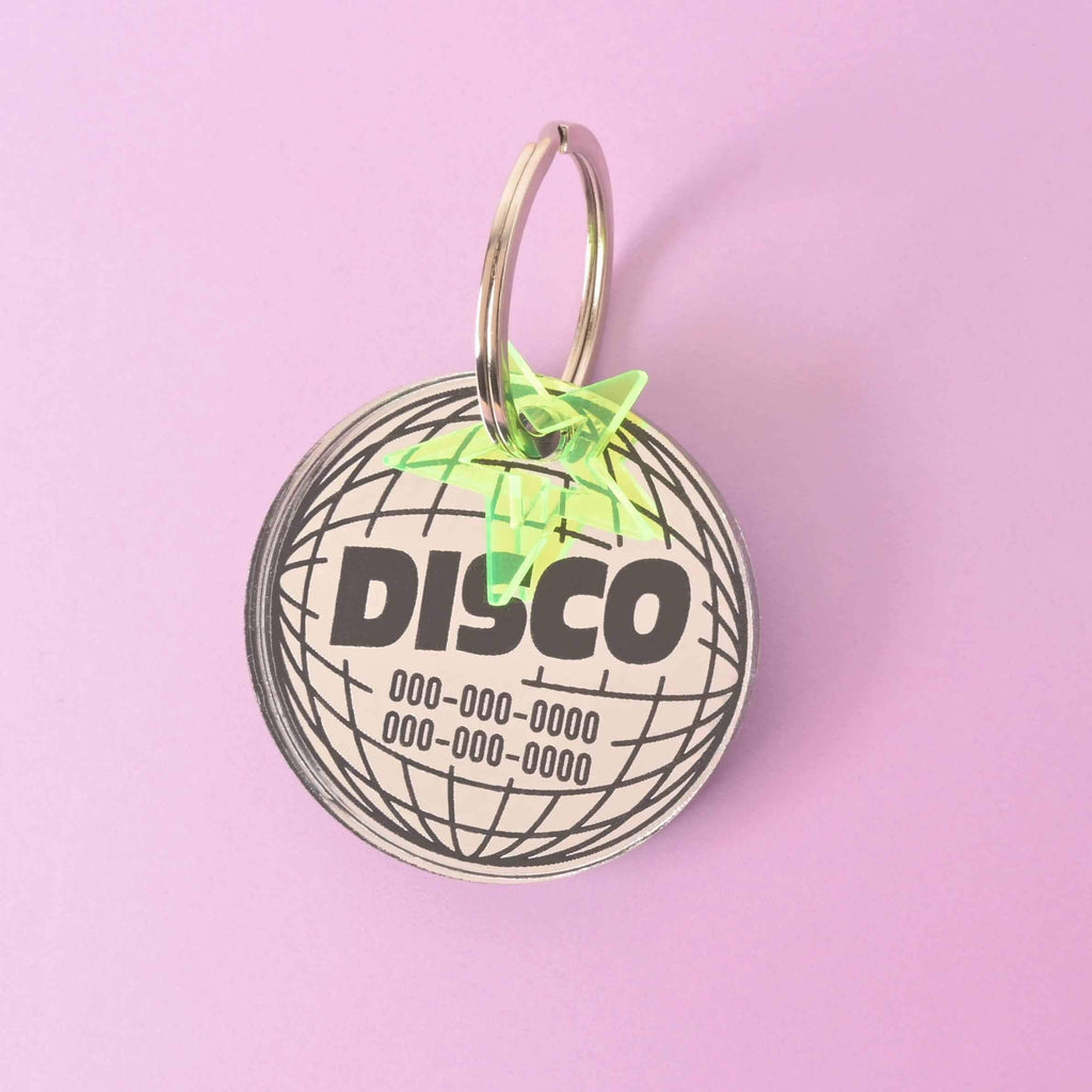 Large Disco Pet tag, Mirror Disco Personalized Pet Tag the Clifford Series, for big dog, extra strong ID Tag