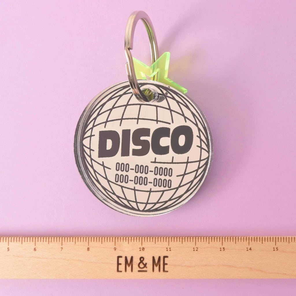 Large Disco Pet tag, Mirror Disco Personalized Pet Tag the Clifford Series, for big dog, extra strong ID Tag