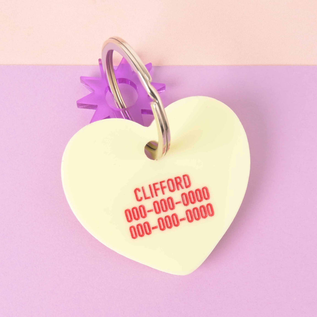 Large Conversation Heart, Valentines Heart Dog tag, Customize front and back, Personalized Pet Tag the Clifford Series, for big pets