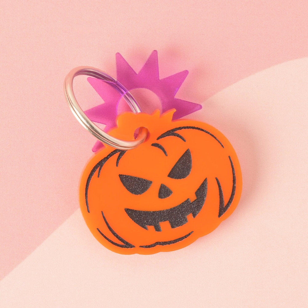 Jack-O-Lantern Pumpkin Personalized Pet tag, Cat or Dog ID Tag, Spooky, Scary, Fall, Halloween