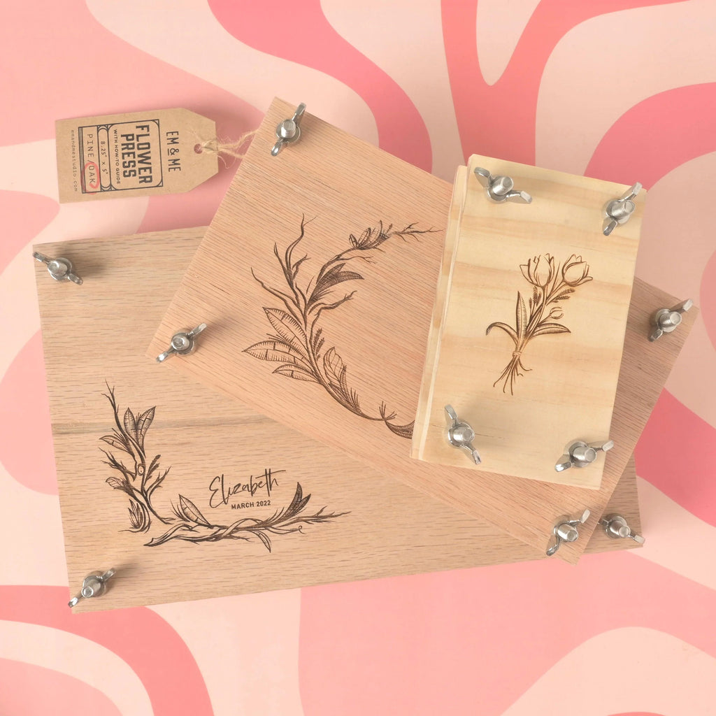 Large Flower Press Kit, Oak - emandmestudio
