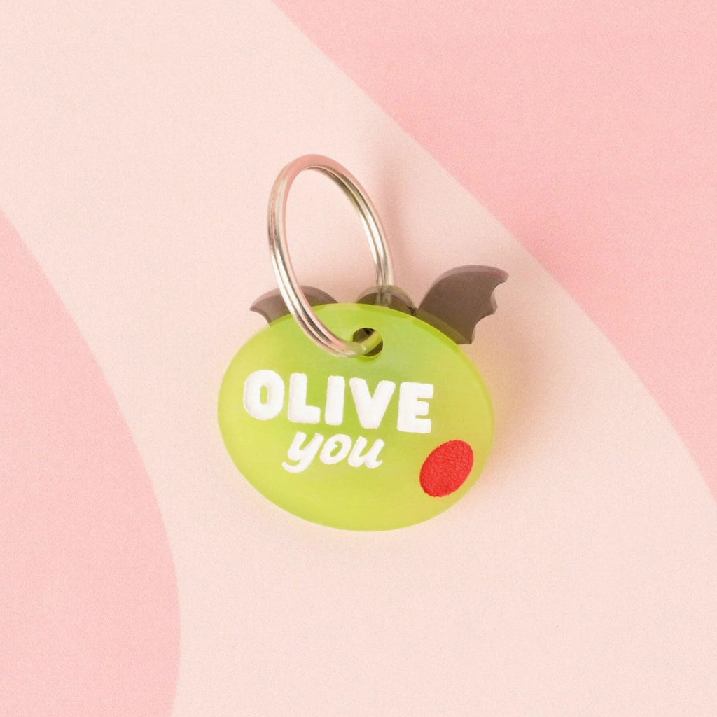Olive you, Olive Personalized Pet Tag, for the pet that likes a dirty martini, ID for Cats and Dogs, Pet Olive garnish