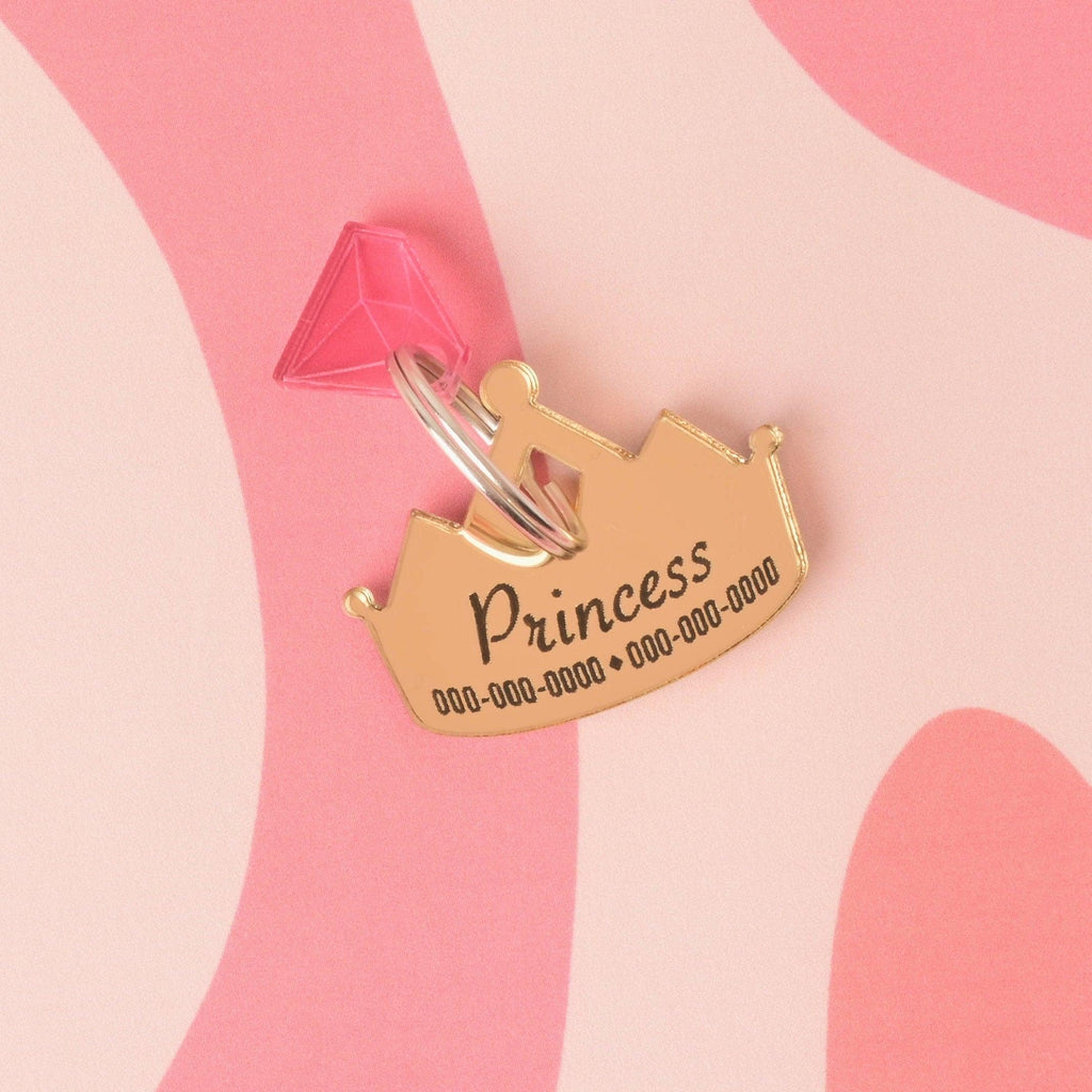 Princess Crown Personalized Pet Tag, dress up ID tag, Queen style for Cat or Dogs