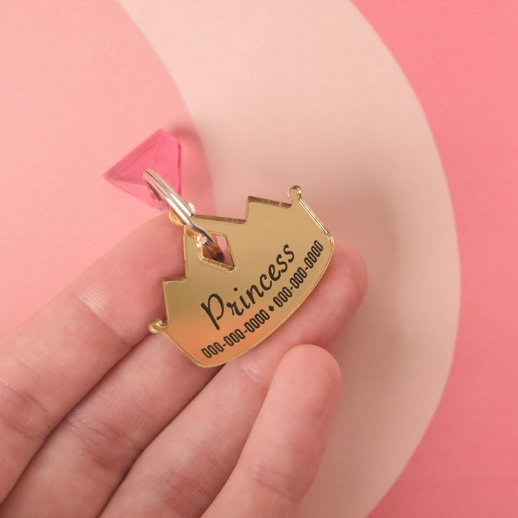Princess Crown Personalized Pet Tag, dress up ID tag, Queen style for Cat or Dogs