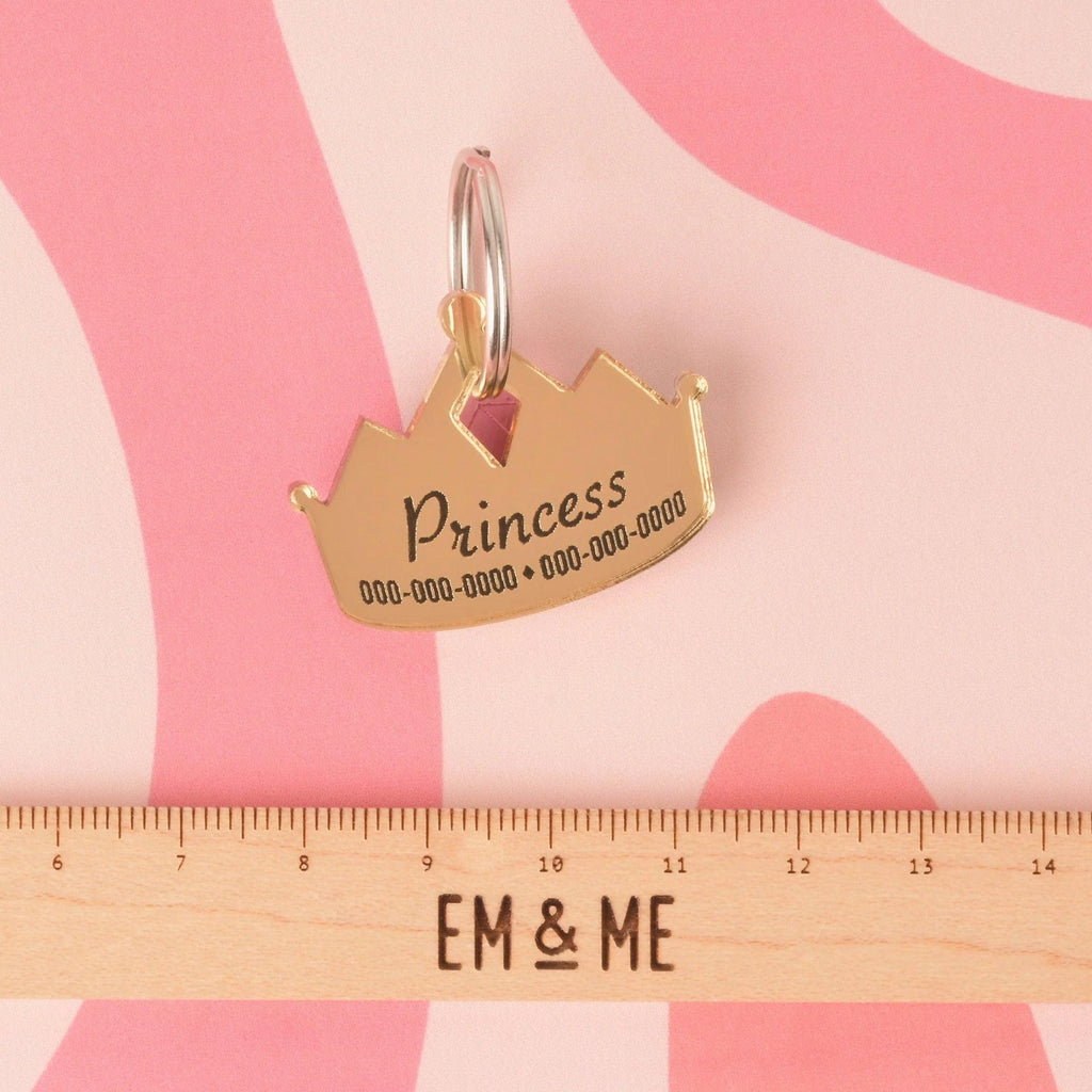 Princess Crown Personalized Pet Tag, dress up ID tag, Queen style for Cat or Dogs