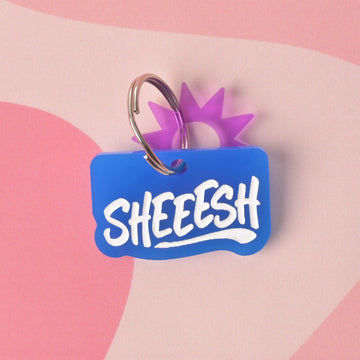 Sheesh, Statement Personalized Pet Tag, Blue Cat and Dog ID Tag, Ice cold