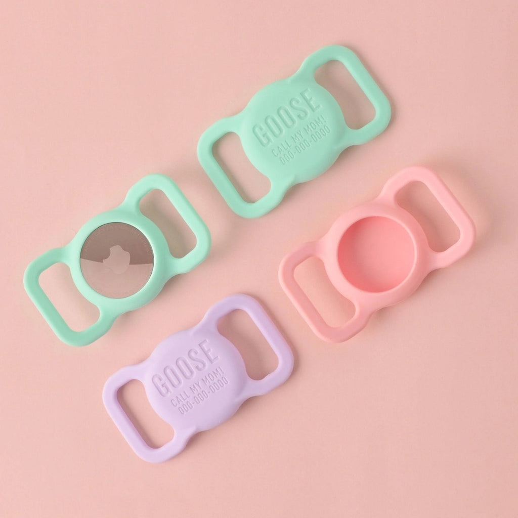 Personalized Slide-on GPS Pet Tag, Silicone AirTag Case for Dogs and Cat Collar, custom ID Tag Collar, dangle free pet ID