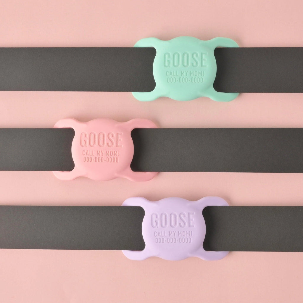 Personalized Slide-on GPS Pet Tag, Silicone AirTag Case for Dogs and Cat Collar, custom ID Tag Collar, dangle free pet ID