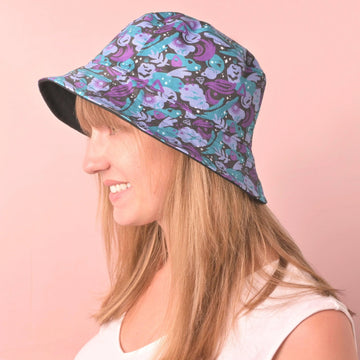 Spooky Magic Bucket Hat, Halloween Style, 90s Style, Lavender, Teal and Black