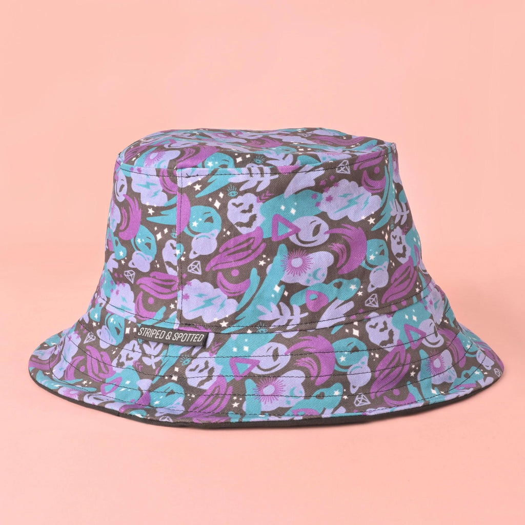 Spooky Magic Bucket Hat, Halloween Style, 90s Style, Lavender, Teal and Black