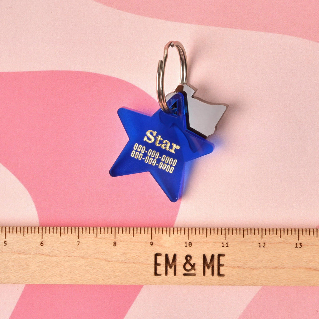 Star, Serif, Pet ID, Cat and Dog Tag, personalized pet tag