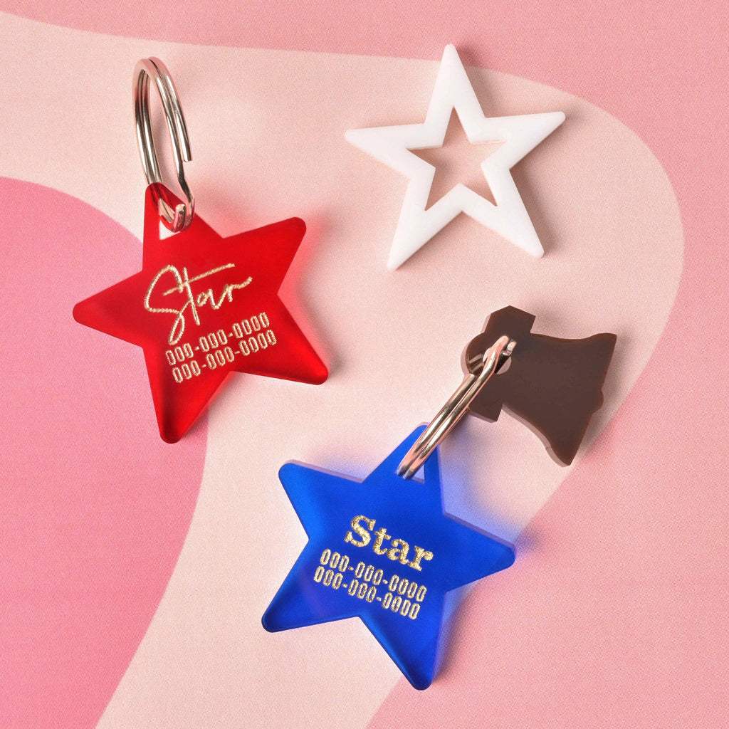Star, Serif, Pet ID, Cat and Dog Tag, personalized pet tag