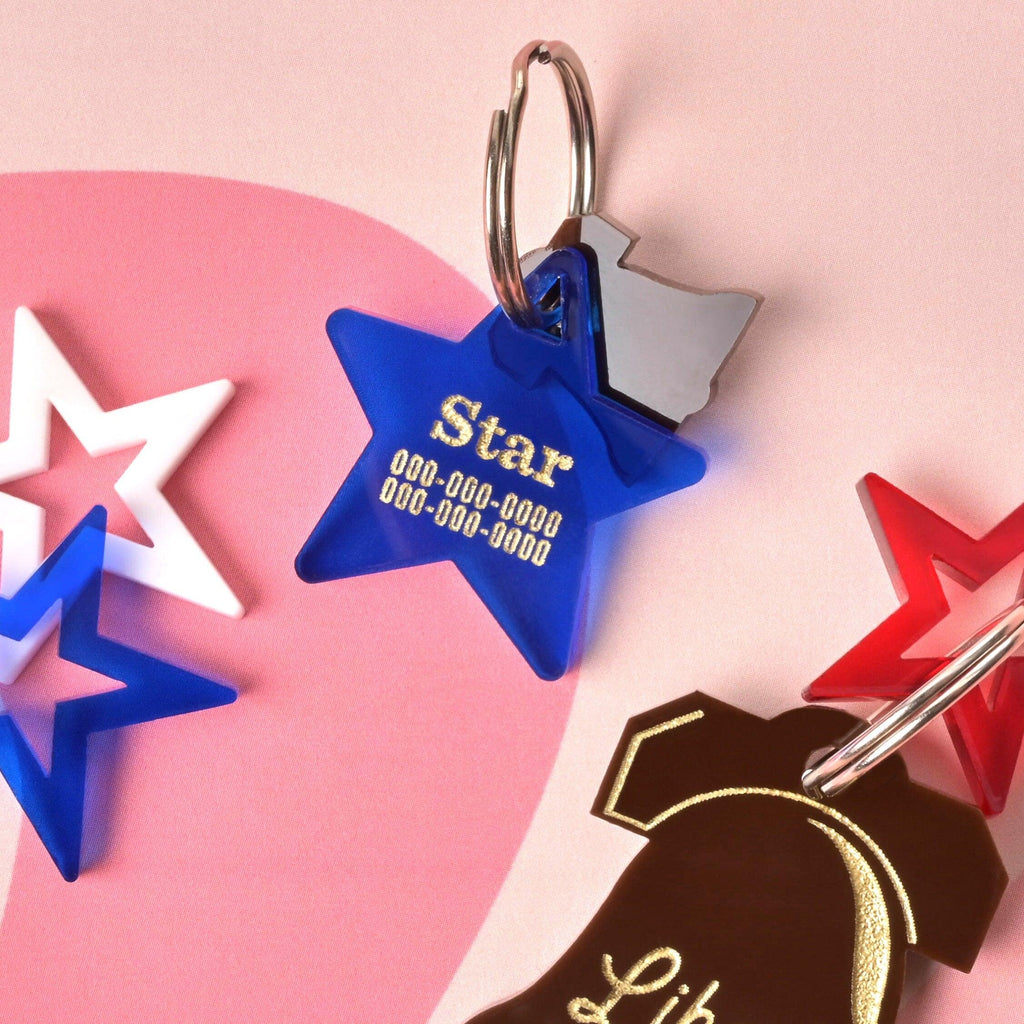 Star, Serif, Pet ID, Cat and Dog Tag, personalized pet tag